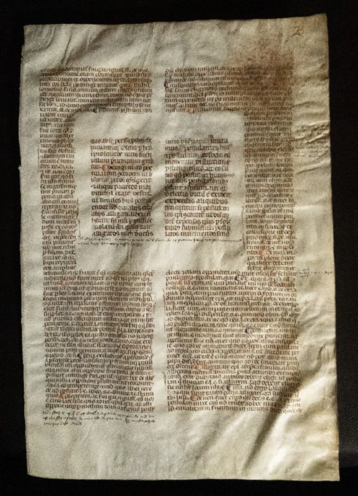 [Pope Boniface] Leaf from Sextus Liber Decretalium – early C14th