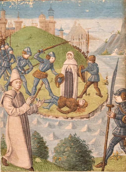 The Death of Ptolemy, a miniature on a cutting from Laurent de Premierfait, [France, probably Troyes, c.1470]