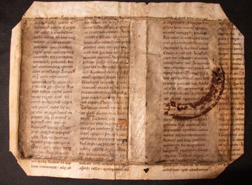 Bifolium of Bede’s Homily ‘Ask and it shall be given…’ c.1020-1040 manuscript; Germany.
