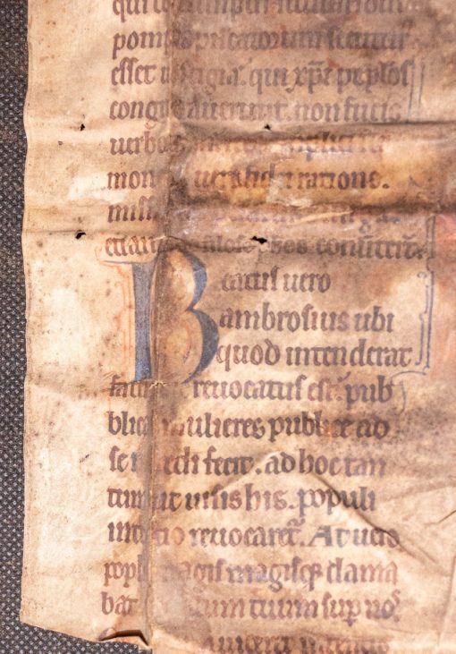 Elegant English Early Gothic Script from late C12th Passionale – Paulinus of Milan