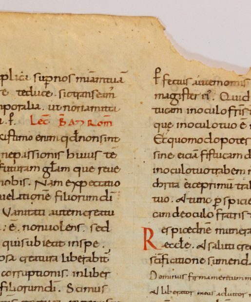 Two very large fragments from leaves of a monumental Gelasian Sacramentary late C10th. / early C11th Italy (?)