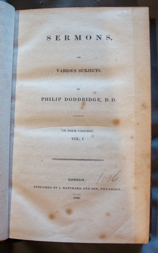 Philip Doddridge – Sermons on Various Subjects, 1826 in 4 volumes
