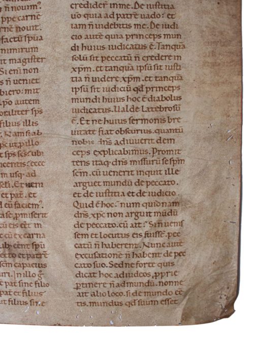 Huge C12th bifolium of St Augustine’s Tractate 94 on St. John’s gospel.