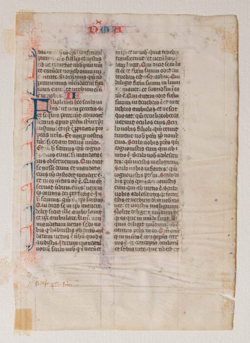 [Bible] C13th the Book of 1 John 1-3 in a small and heavily abbreviated script on parchment. Southern France, c.1325.