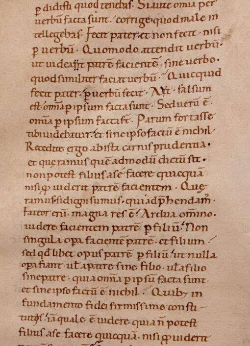 AUGUSTINE, St. Tractatus in Iohannem, Homilies. Leaf, parchment. Italy (probably Tuscany), mid-twelfth century.