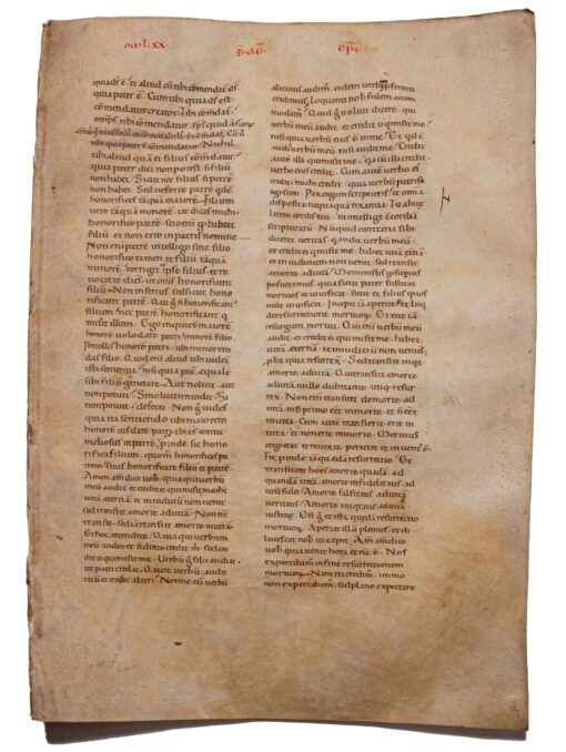 AUGUSTINE, St. Tractatus in Iohannem, Homilies. Leaf, parchment. Italy (probably Tuscany), mid-twelfth century.