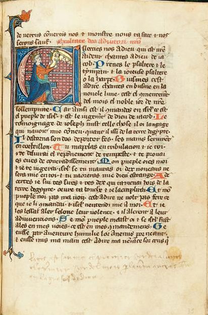 A Psalter in Old French translation, with Latin rubrics, illuminated manuscript on parchment.