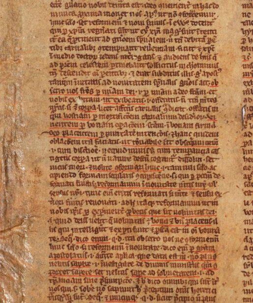 Two fragments of an unidentified Commentary on the New Testament, in Latin, manuscript France, C14th