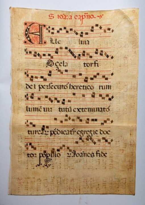 A large Antiphonal palimpsest leaf possibly Eastern Europe C15th and C18th on parchment