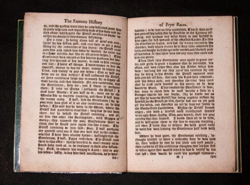 An extremely rare and complete copy of the source for Robert Greene’s play; ‘Fryer Bacon’ 1666