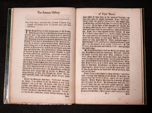 An extremely rare and complete copy of the source for Robert Greene’s play; ‘Fryer Bacon’ 1666