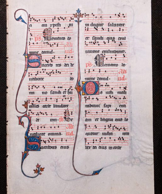 An illuminated leaf from the Beauvais Missal, on vellum. [Northern France, c. 1310]
