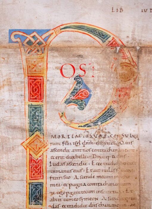 Huge ‘Atlantic’ Bible leaf with an impressive initial opening the Book of Judges, Italy, c.1100