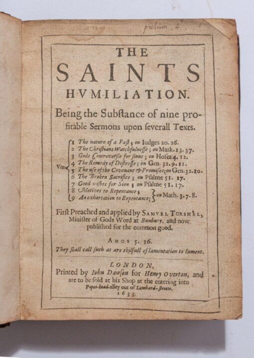 Four works by C17th English Puritans bound together in one volume.
