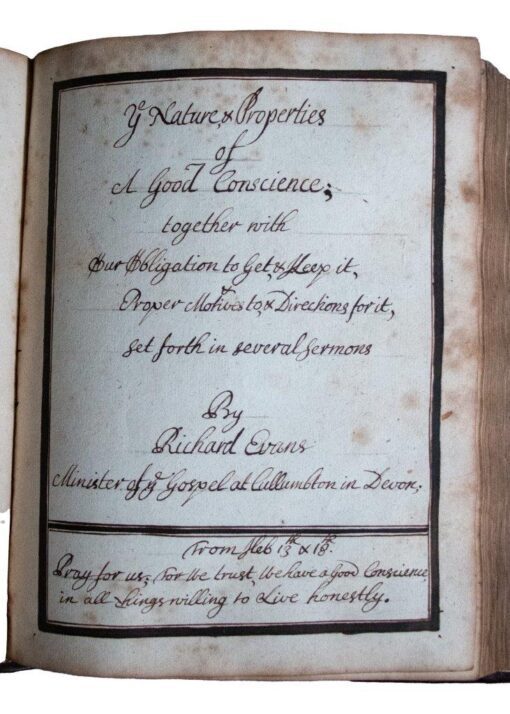 Unpublished manuscript sermons of an Ejected Puritan minister, 1700