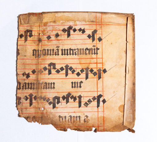 Two square cuttings from a choirbook of late C16th