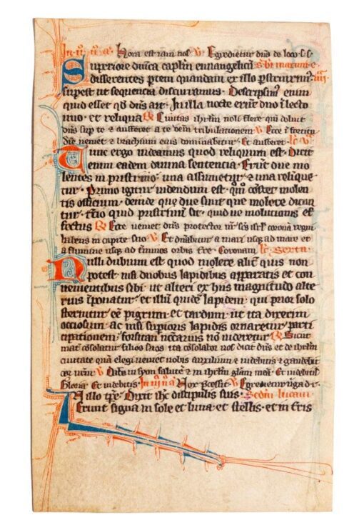 Miniature Breviary leaf with unusual and handsome script, c.1280