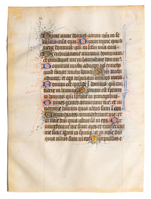 Finely produced illuminated leaf from a French Psalter, c.1480