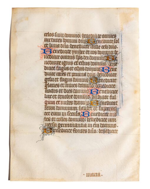 Finely produced illuminated leaf from a French Psalter c.1480