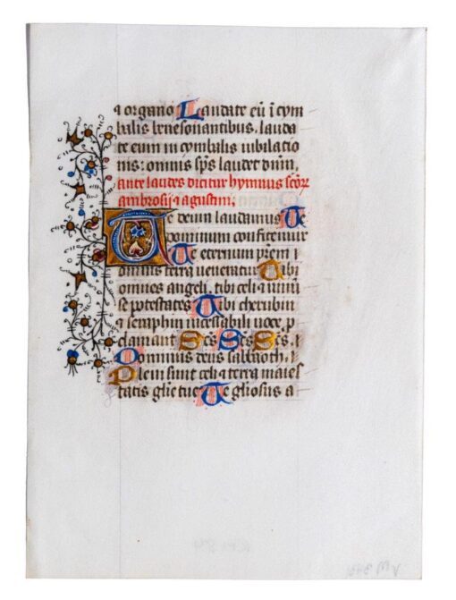 Leaf from a Breviary, with a large and finely illuminated initial, manuscript in Latin on vellum c.1450