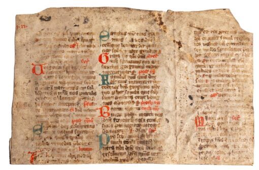 Partial bifolium C15th from Breviary, Germany, with later annotations.