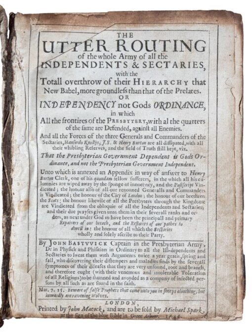 Bastwick’s ‘Utter Routing of the whole army’ 1646 in contemporary binding