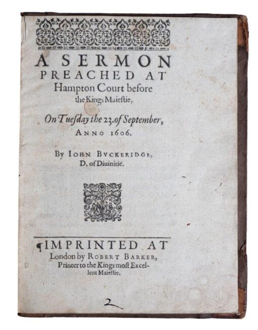 Sermon preached before King James 1st by John Buckeridge, 1606