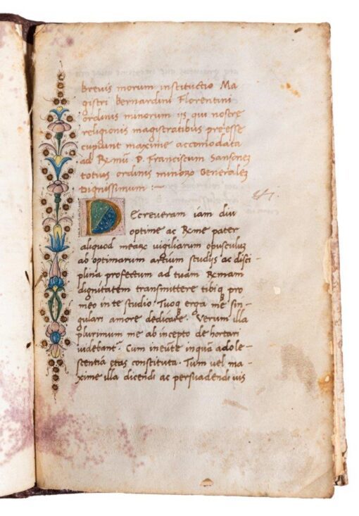 Unknown codex by humanist Bernardius Florentius, 1476, Florence, Italy