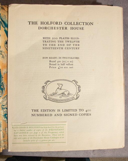 [4 volumes] The Holford Collection, Dorchester House with 200 illustrations from the Twelfth to the End of the Nineteenth Century in Two volumes [with] The Holford Collection Selected from Twelve Illuminated Manuscripts and 107 Pictures in 2 vols. Plates and Text