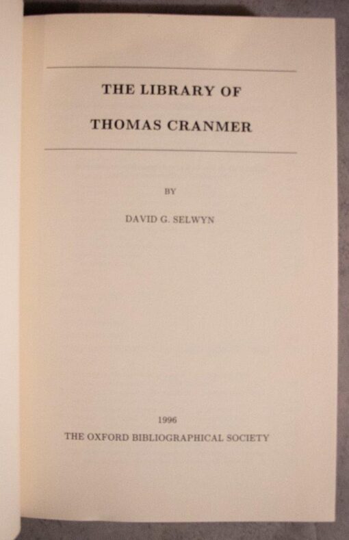 The Library of Thomas Cranmer
