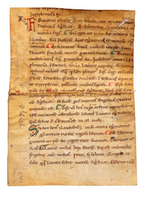 One of the earliest Latin manuscripts of Hippocrates c.1175, France – the Prognostics 2 leaves.
