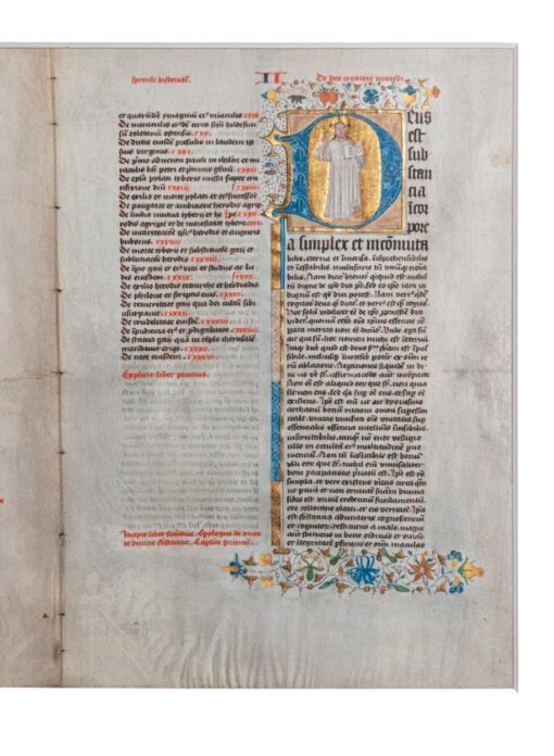 Historiated initial in gold for the opening of ‘Speculum historiale’, Vincent de Beauvais c.1430