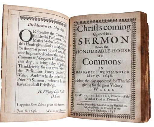 The ‘Works’ of William Bridge plus 3 additional Sermons in contemporary calf 1649