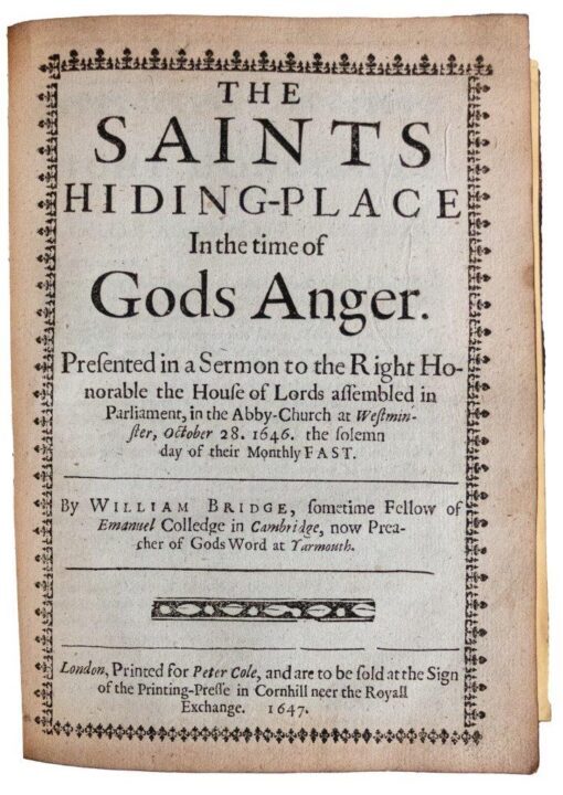 The ‘Works’ of William Bridge plus 3 additional Sermons in contemporary calf 1649