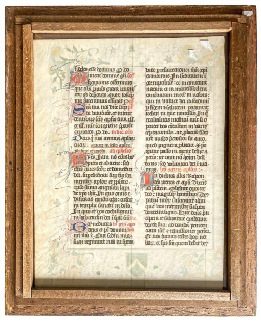 Leaf from a large Missal, probably made for a member of the de la Roche family of Limoges, in Latin, illuminated manuscript on vellum c.1420