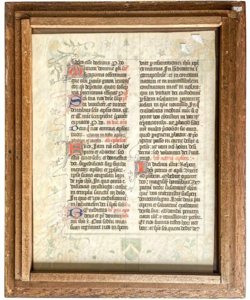 Leaf from a large Missal, probably made for a member of the de la Roche family of Limoges, in Latin, illuminated manuscript on vellum c.1420