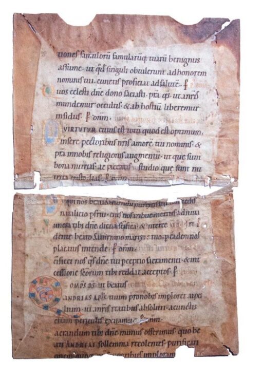 Two half-leaves from a Sacramentary, in Latin, sumptuously illuminated manuscript on vellum [Germany, late 11th century or early 12th century]