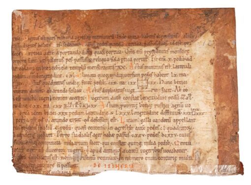 A fine Romanesque piece of the most influential scientific text of the early Middle Ages with a small mathematical diagram C12th