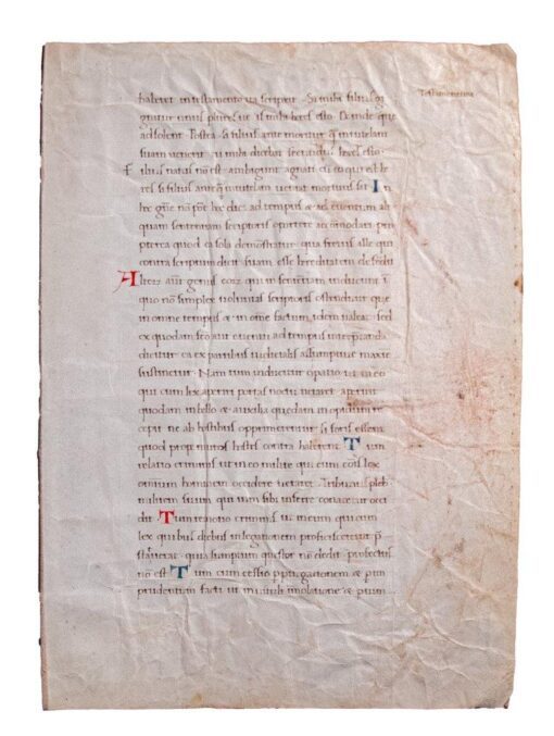 A leaf from Cicero, De inventione, in Latin, decorated manuscript on vellum [Italy (perhaps Florence), 15th century (second half)]