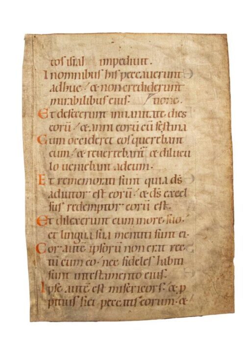 A leaf from a Psalter, in Latin, manuscript on vellum [Germany, 12th century]