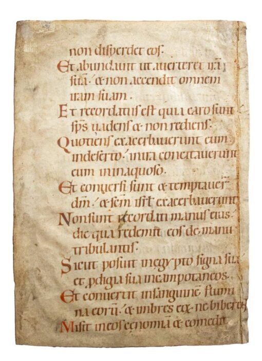 A leaf from a Psalter, in Latin, manuscript on vellum [Germany, 12th century]