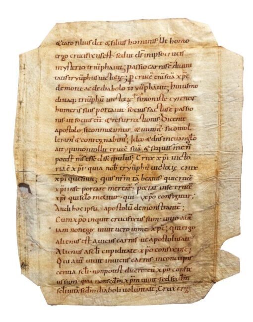 Fragmentary leaf from Chromatius of Aquileia, parts of sermons XIX–XX, probably from a Homiliary, in Latin, on vellum [Germany, 10th century]