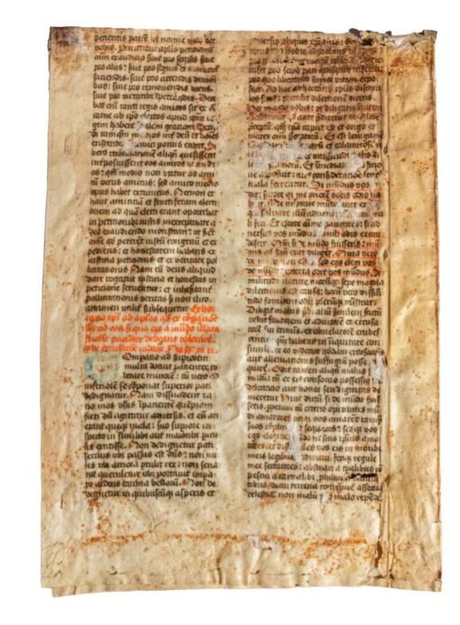 Bifolium from St Simon of Cascia, De gestis domini salvatoris, in Latin, decorated manuscript on vellum [Southern Netherlands, 14th century]