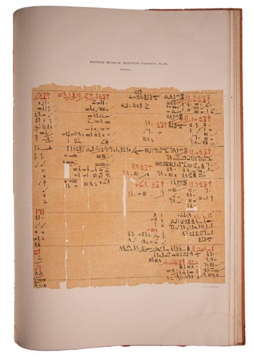 Facsimile of the Rhind Mathematical Papyrus in the British Museum, Printed by the Trustees.  Sold at the British Museum, Longmans 1898