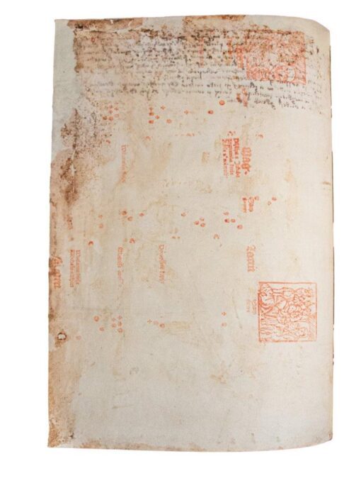 C15th Czech manuscript for a recipe in Old CZECH – Very early printed proof copy of an unknown calendar in CZECH – all in a 1484 edition of Simon de Cassia in contemporary binding.