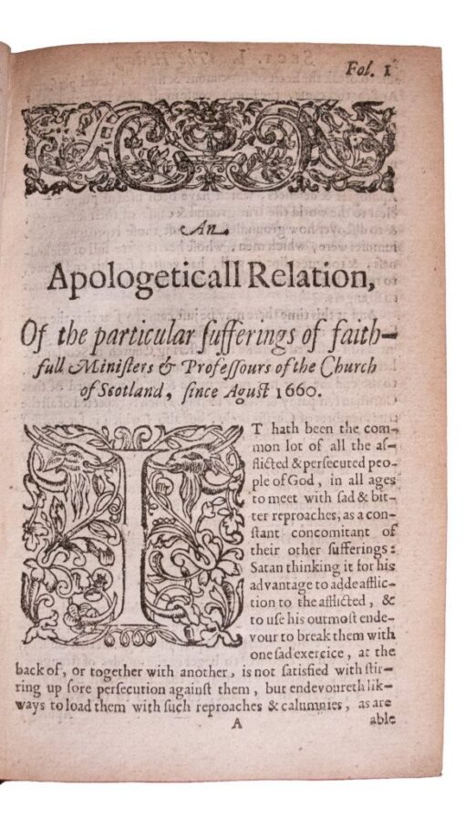 An Apologeticall Relation of the particular sufferings of the Faithfull Ministers. By John Brown; 1665