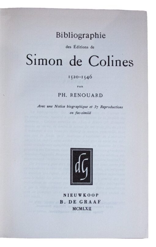 Bibliography of Simon de Colines