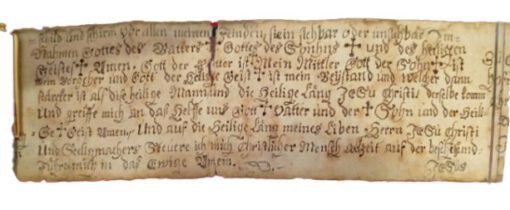 Jesus was 185cm tall; a magic scroll the same height to ward off disaster; German C17th