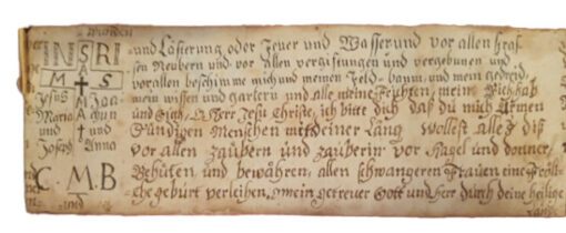 Jesus was 185cm tall; a magic scroll the same height to ward off disaster; German C17th