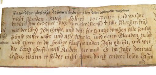 Jesus was 185cm tall; a magic scroll the same height to ward off disaster; German C17th